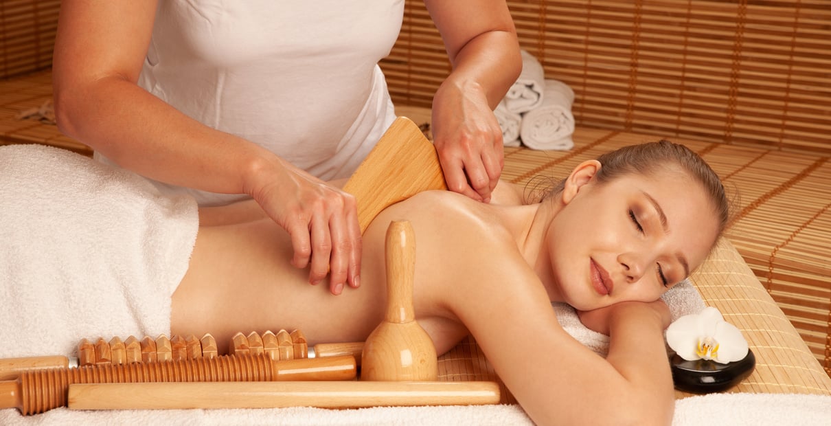 Beautiful Young Woman Having a Maderotherapy Massage Treatment